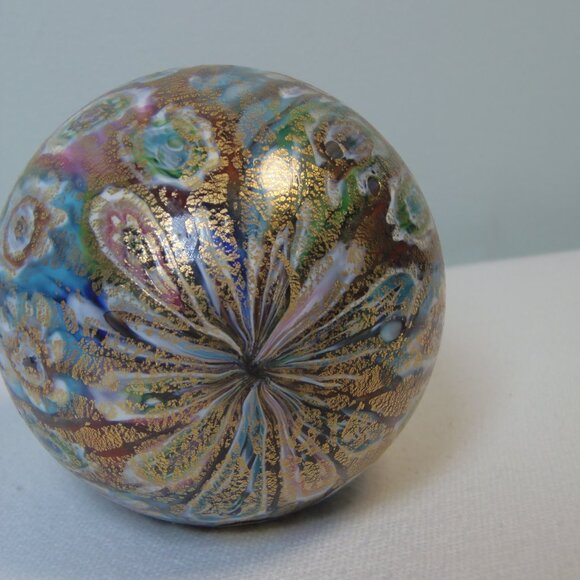 Vintage Murano Millifiore 24k Gold Leaf Glass Ornament 3.5" Diam MCM Elegant Ita - Picture 5 of 7